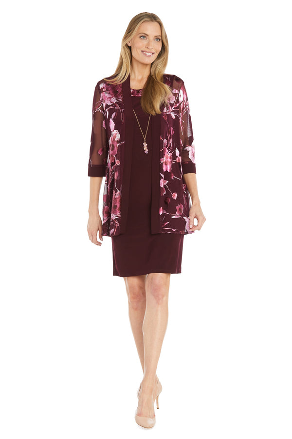 Floral Print Short Jacket Dress Mother of the Bride R&M Richards 3296