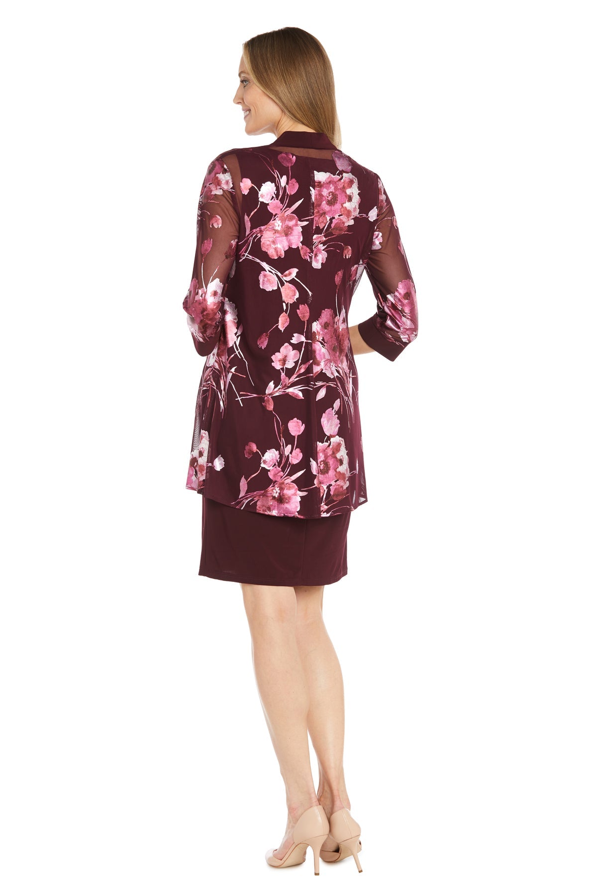 R&M Richards 3296 Short Floral Print Mother of the Bride Jacket Dress