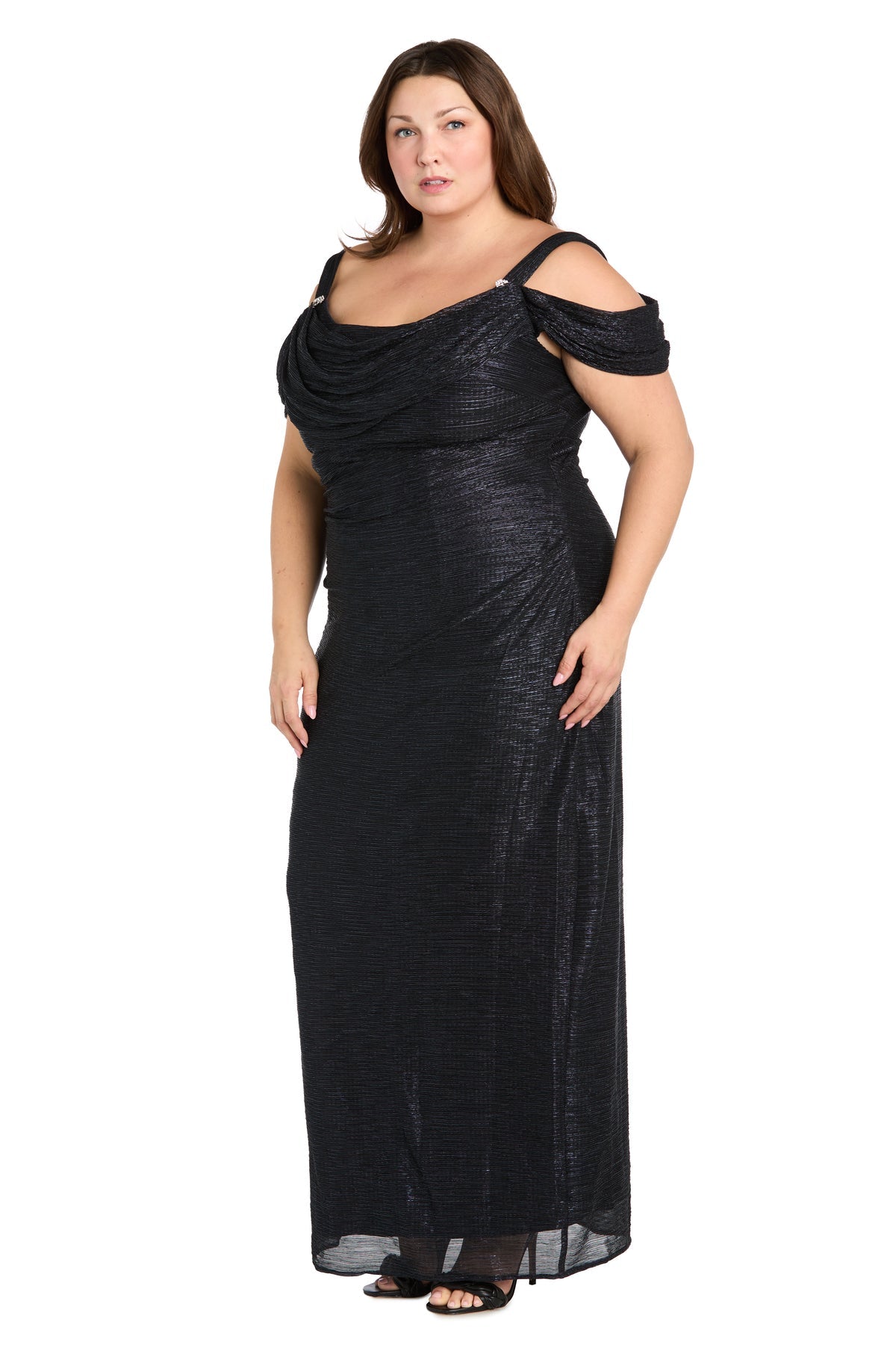 Plus Size Formal Plus Size Long Metallic Formal Evening Dress Dresses Navy