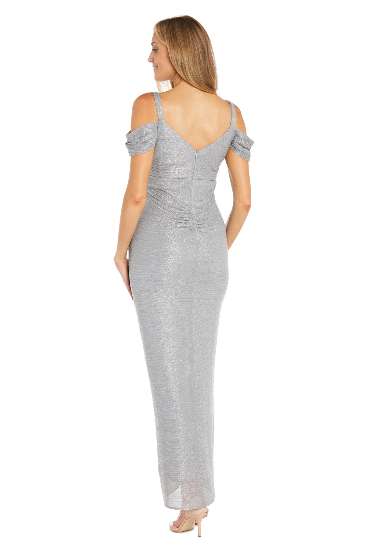 R&M Richards 3301P Long Metallic Formal Petite Dress