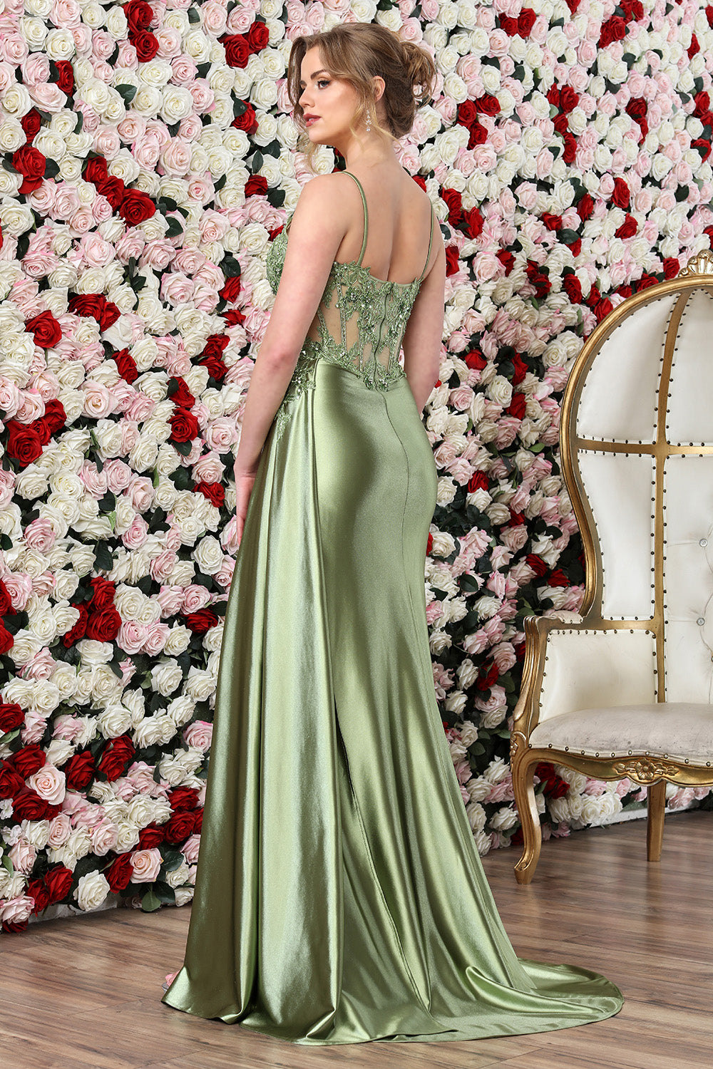 Adora Design 3302 Prom Long Corset Beaded Formal Slit Dress