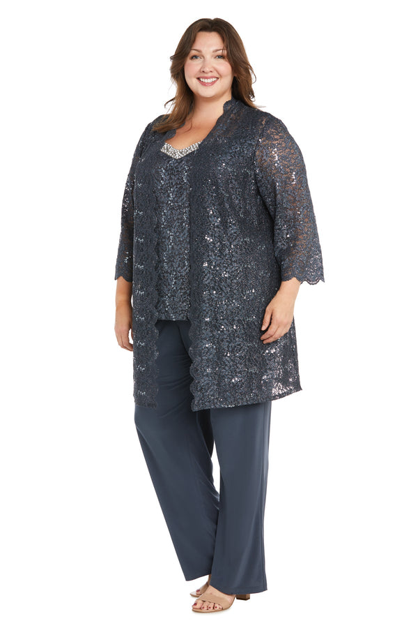 Lace Sequin Plus Size Pant Suit Long Formal R&M Richards 3303W