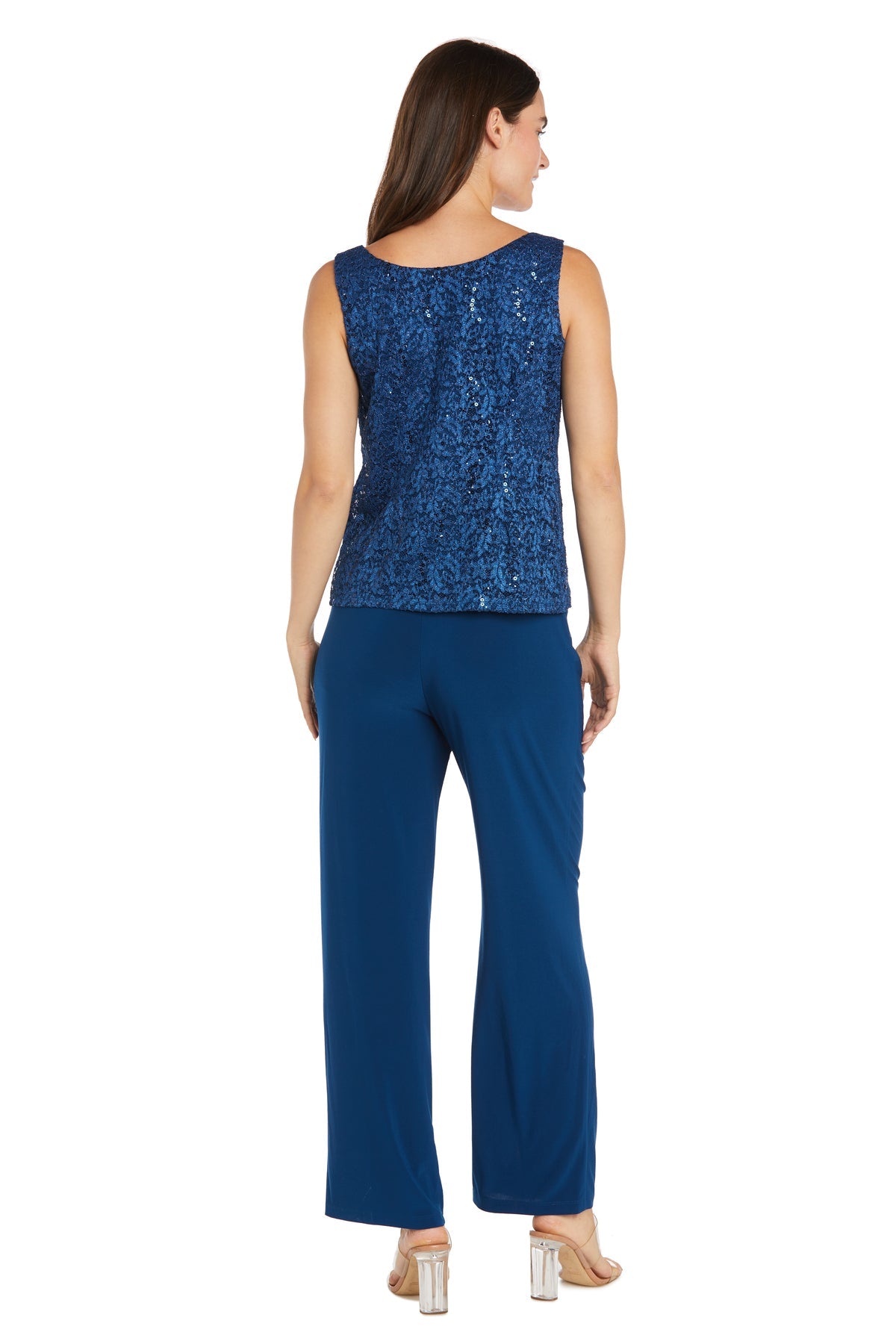 R&M Richards 3303P Long Formal Lace Sequin Petite Pantsuit