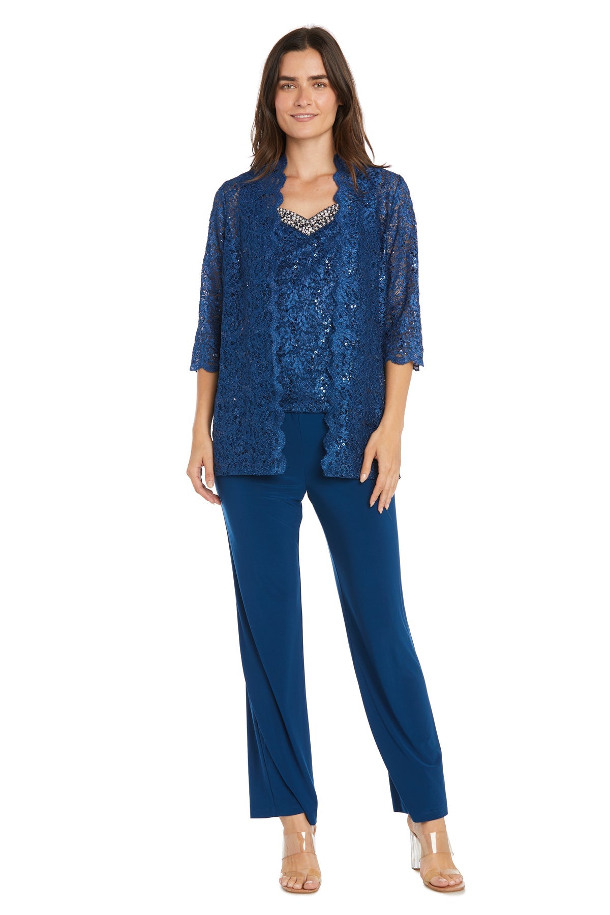 R&M Richards 3303 Long Sequin Formal Pantsuit Dress