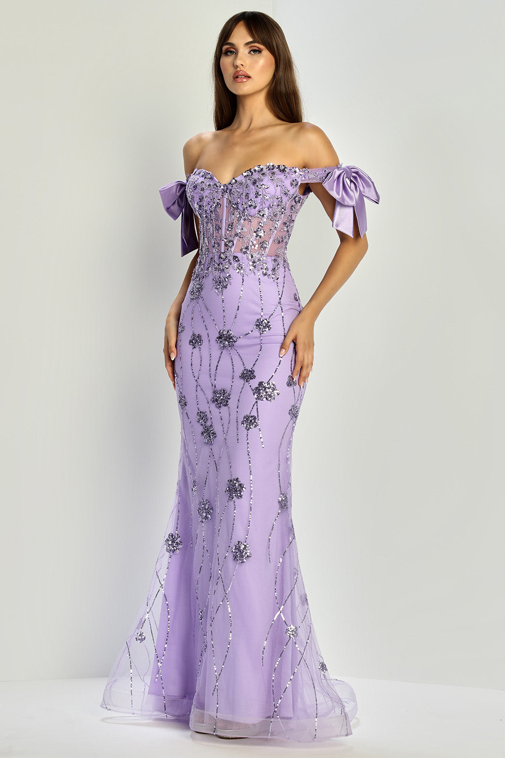 Prom Dresses Long Mermaid Formal Beaded Prom Dress Lavender