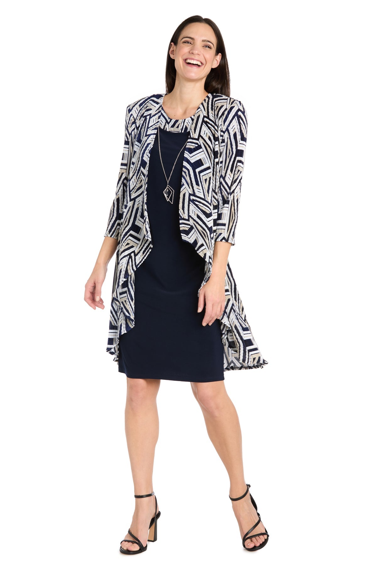 R&M Richards 3309P Short Petite Printed Jacket Dress