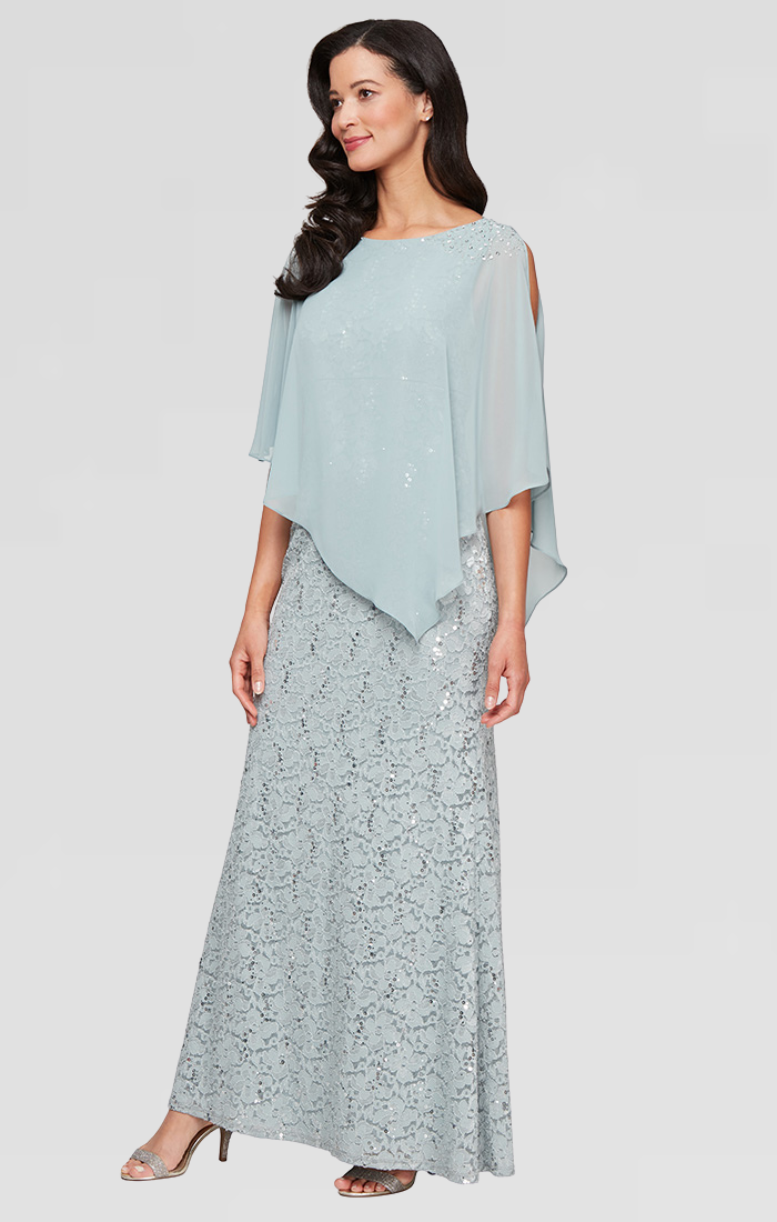Plus Size Dresses Sequin Plus Size Long Formal Floral Lace Evening Dress SAGE
