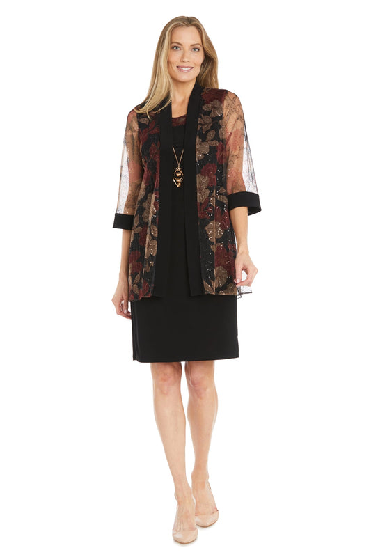 Mother of the Bride Dresses Glitter Short Petite Mother of the Bride Jacket Dress Black/Red