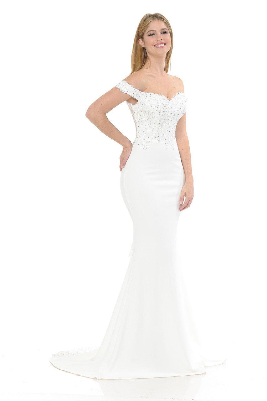 Wedding Dresses Long Mermaid Beaded Wedding Dress Lenovia 8134 Ivory
