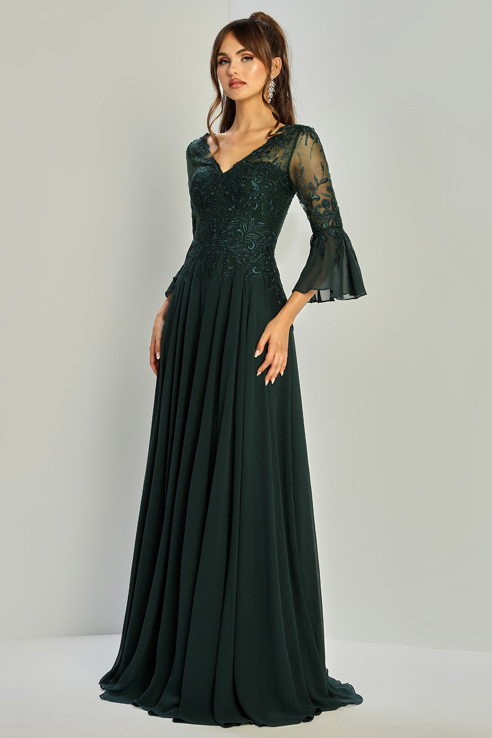 Plus Size Dresses A Line Long Formal Plus Size Dress Dark Green