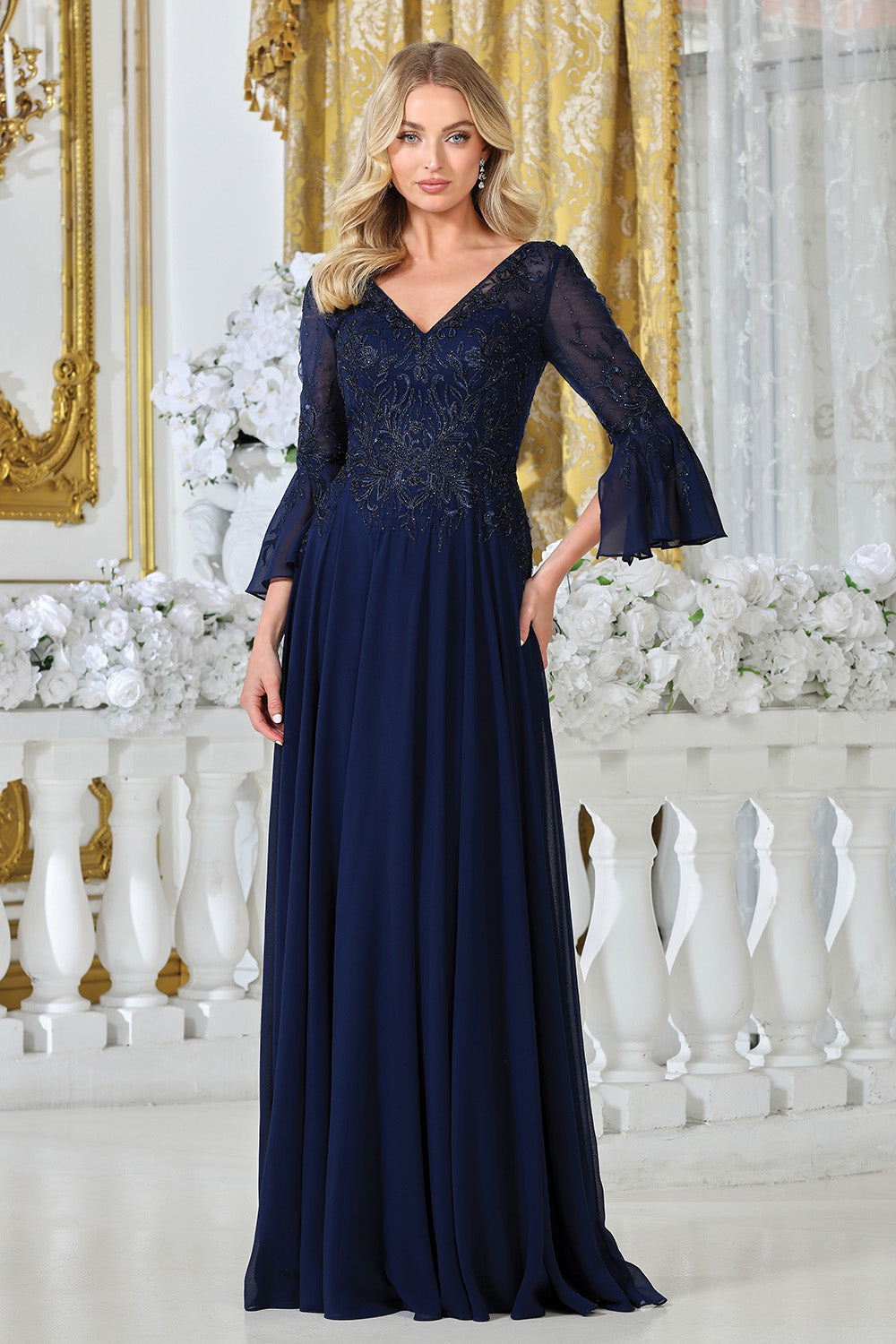 Plus Size Dresses A Line Long Formal Plus Size Dress Navy