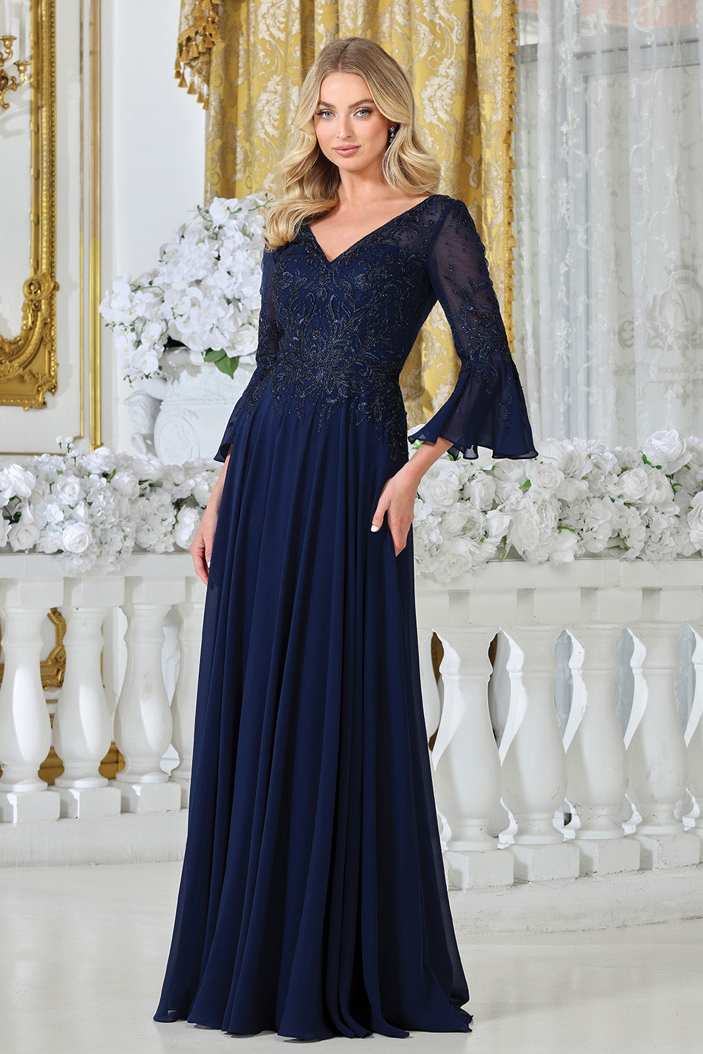 Plus Size Dresses A Line Long Formal Plus Size Dress Navy
