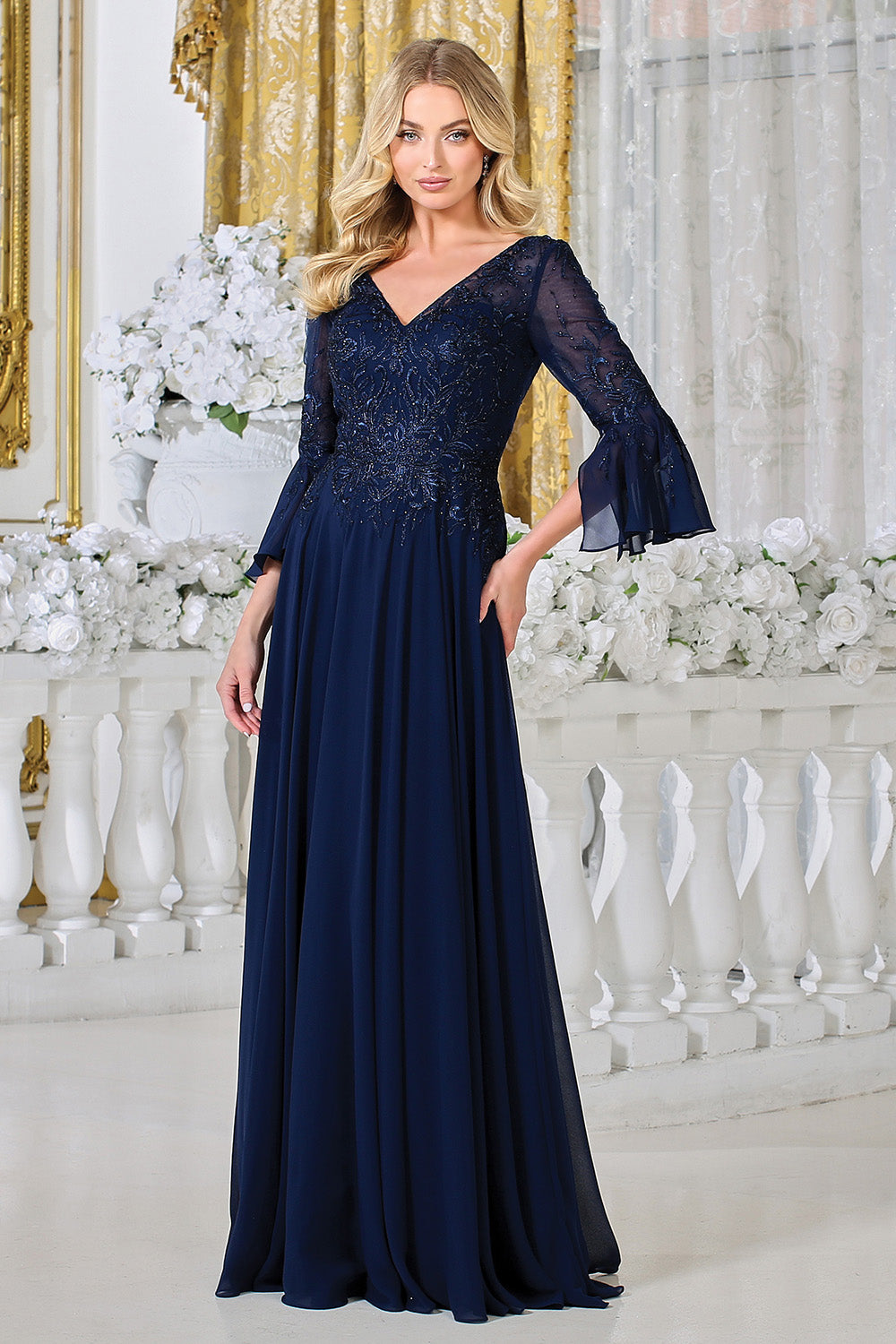 Plus Size Dresses A Line Long Formal Plus Size Dress Navy