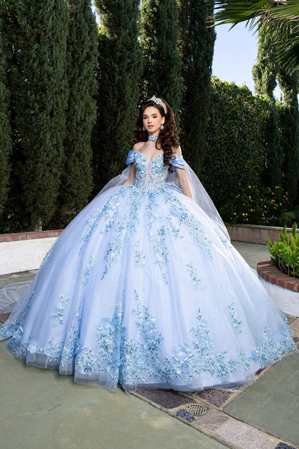 Off-the-Shoulder Floor-Length Tulle Quinceañera Ball Gown May Queen LK305