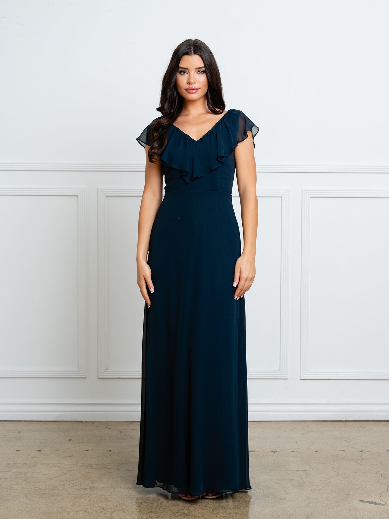 V-Neck Floor-Length Chiffon Formal A-Line Eva Fashion 3328