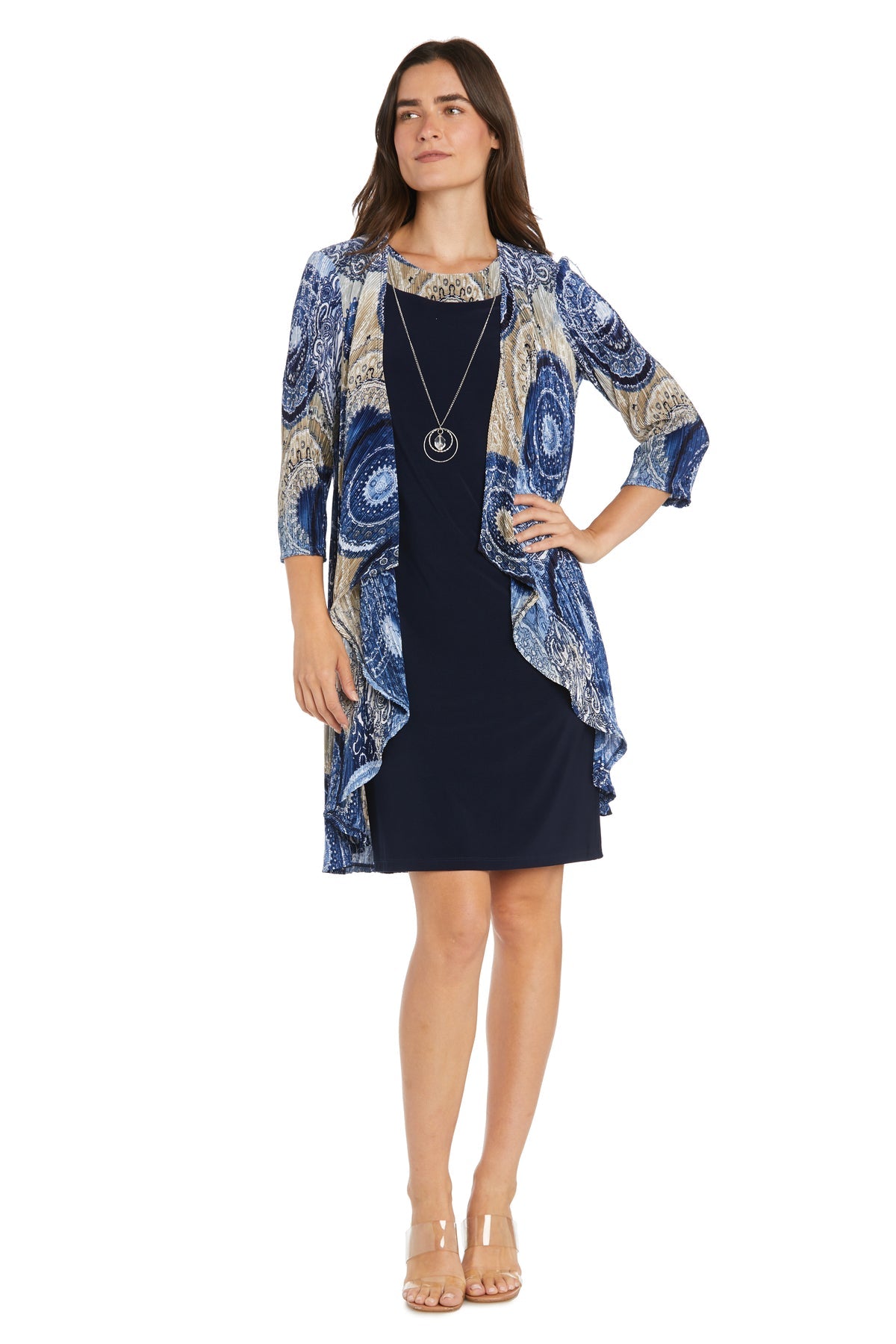 R&M Richards 3329P Short Two Piece Printed Petite Jacket Dress