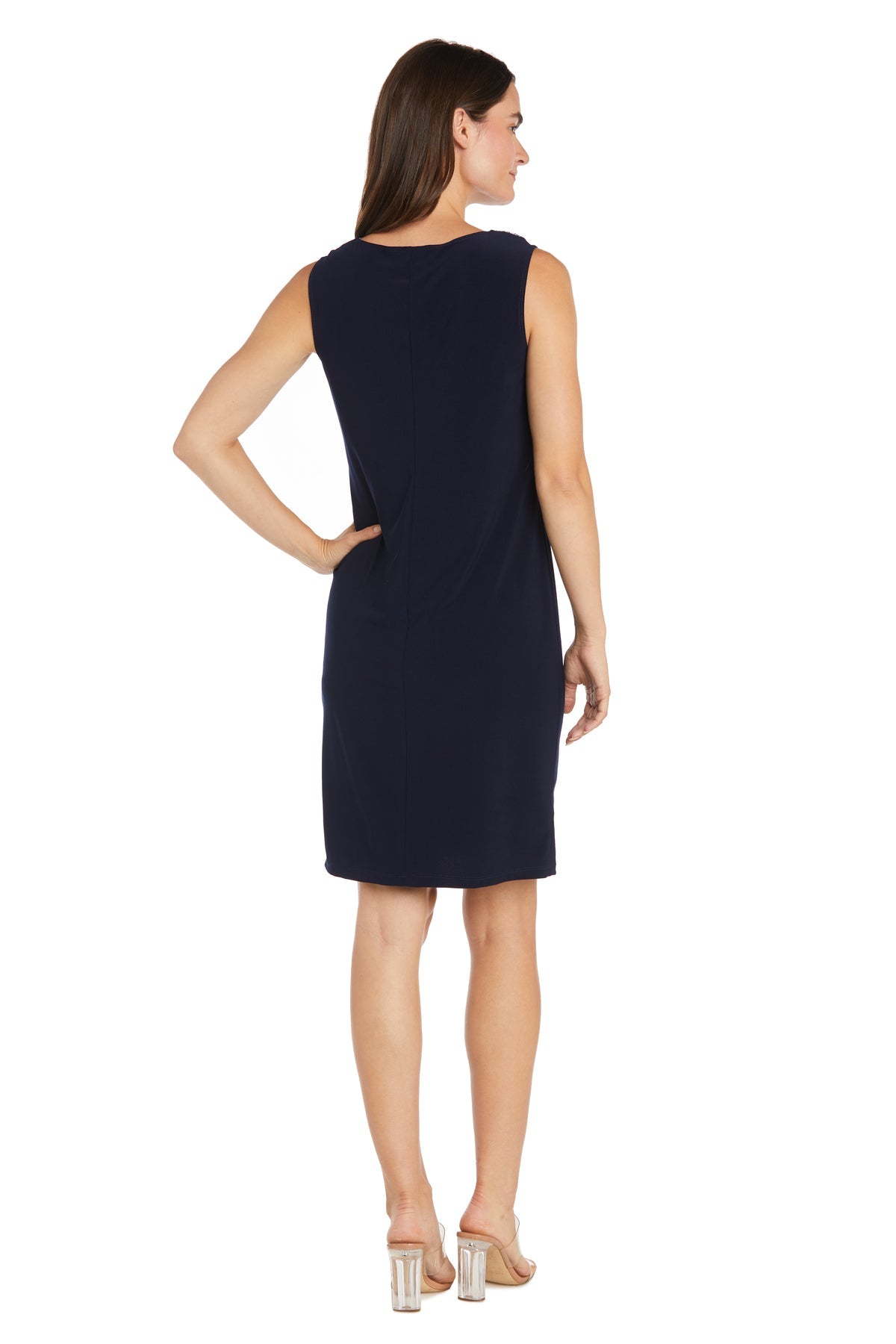 Cocktail Dresses Short Mother of the Bride Printed Jacket Dress Navy/Taupe