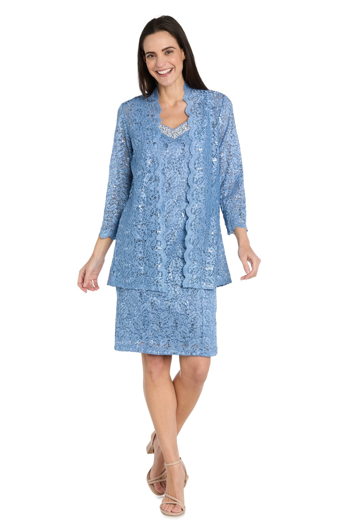 R&M Richards 3333 Short Mother of the Bride Lace Jacket Cocktail Dress