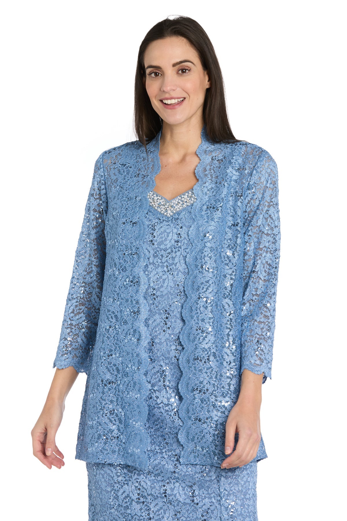 R&M Richards 3333 Short Mother of the Bride Lace Jacket Cocktail Dress