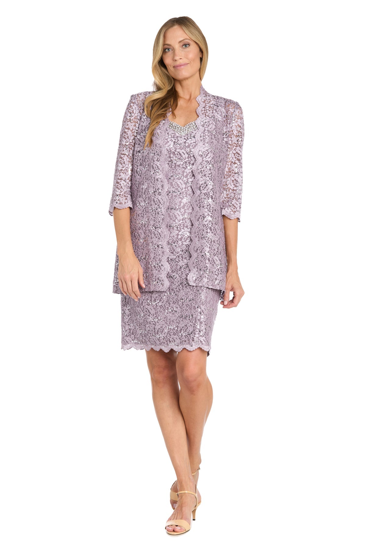 R&M Richards 3333 Short Mother of the Bride Lace Jacket Cocktail Dress