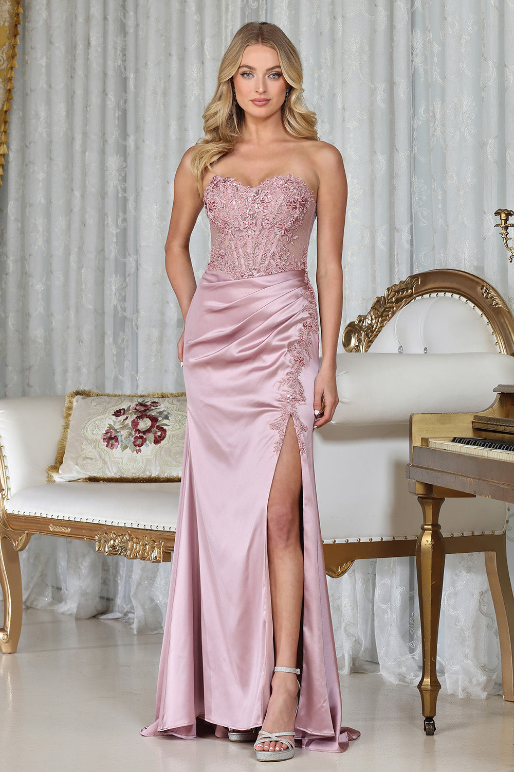 Prom Dresses Long Prom Corset Formal Evening Dress Rose