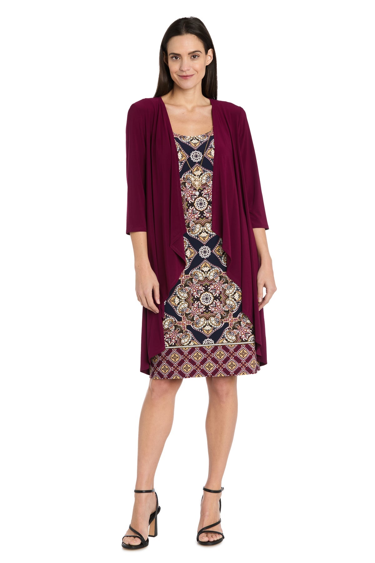R&M Richards 3337 Two Piece Printed Short Mother of the Bride Jacket Dress
