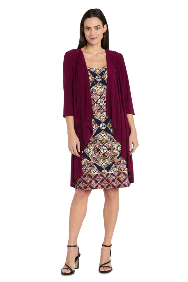 Two Piece Printed Short Dress Mother of the Bride Jacket R&M Richards 3337