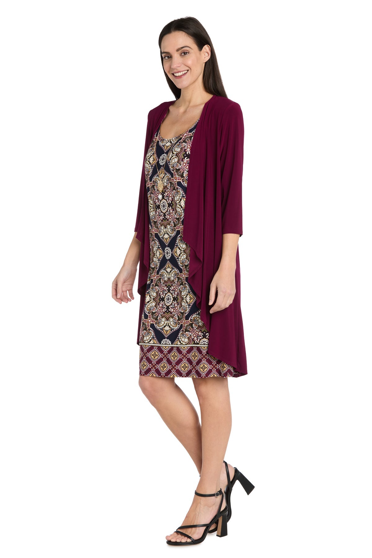 R&M Richards 3337 Two Piece Printed Short Mother of the Bride Jacket Dress