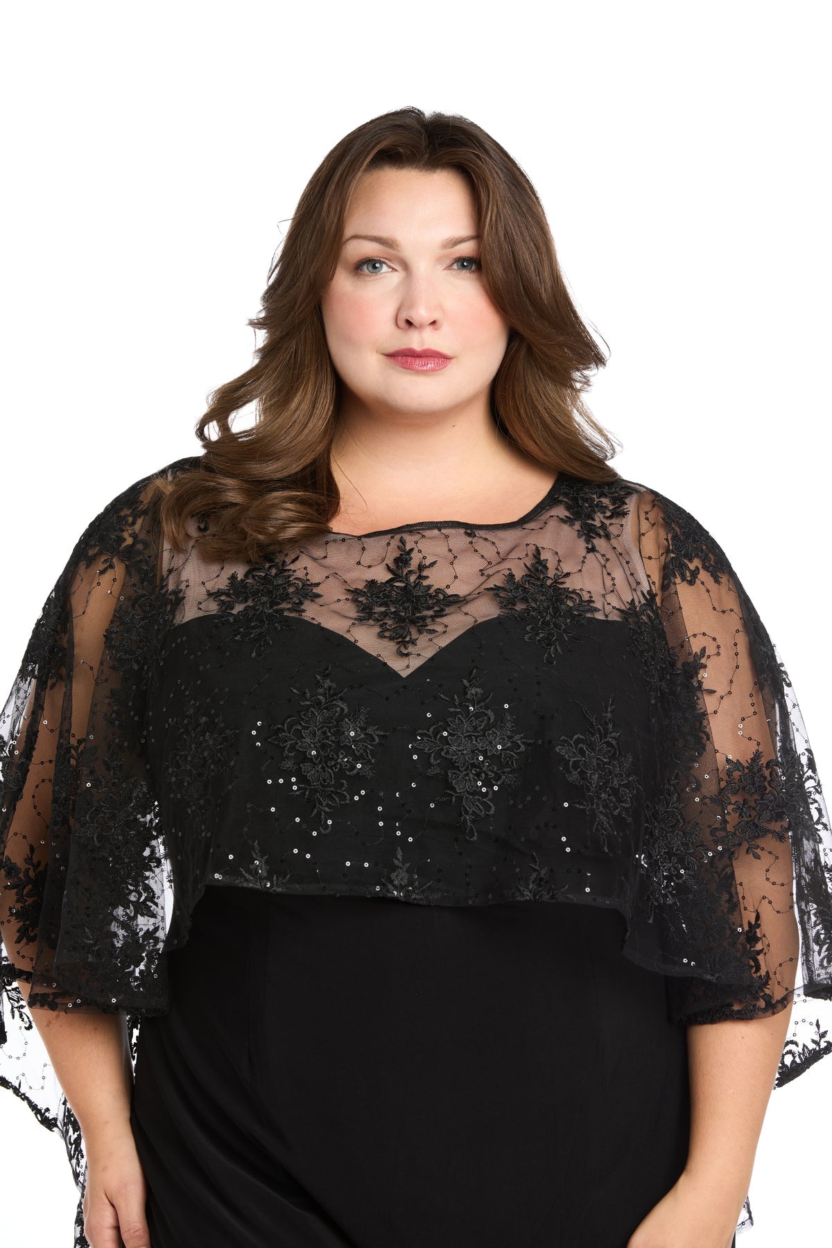 R&M Richards 3338W Plus Size Short Caplet Cocktail Dress