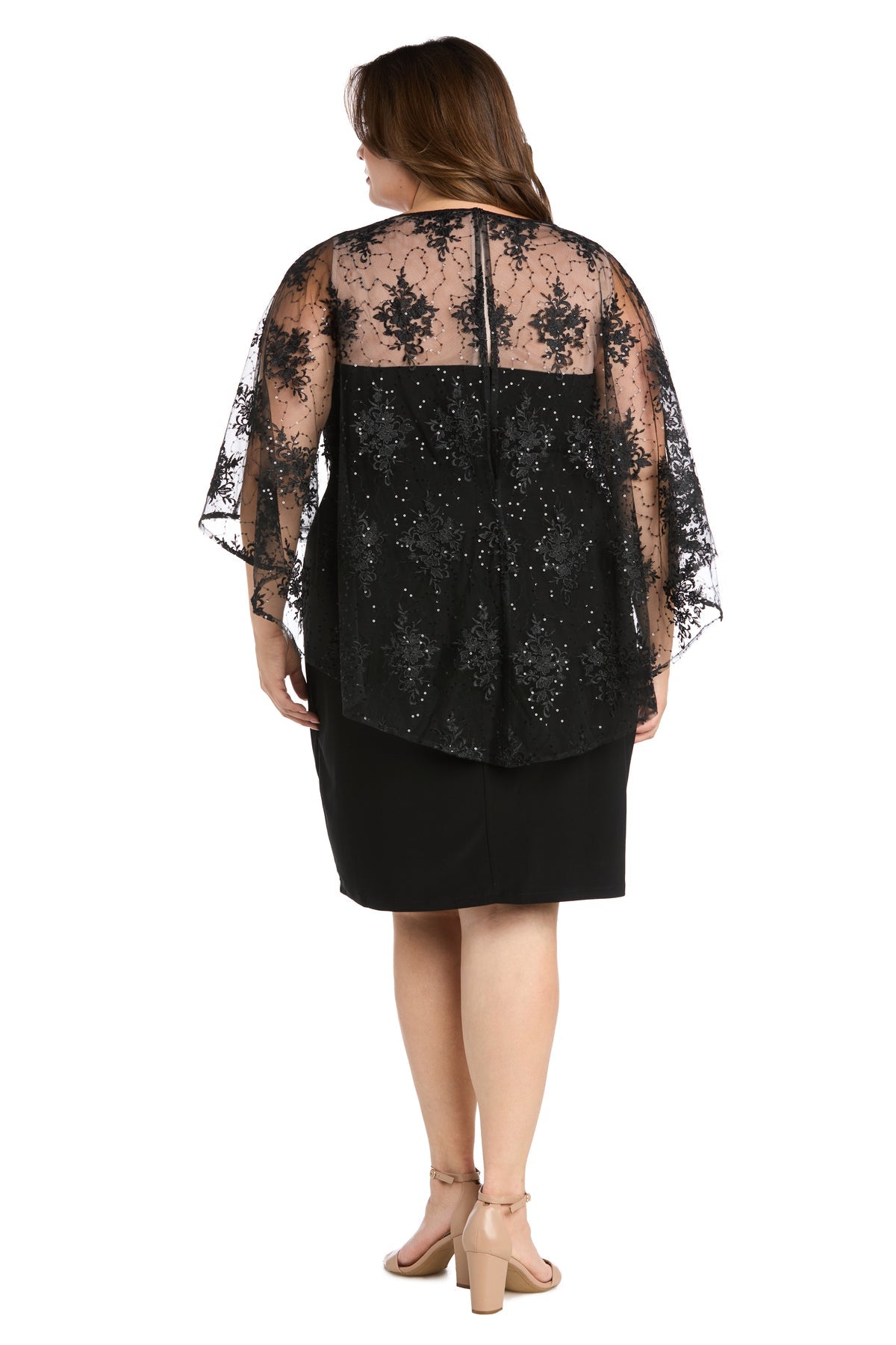 Plus Size Dresses Plus Size Short Caplet Cocktail Dress Black/Taupe