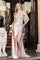 Prom Dresses Long Slit Formal Pleated Prom Dress Champagne