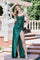 Prom Dresses Long Slit Formal Pleated Prom Dress Emerald