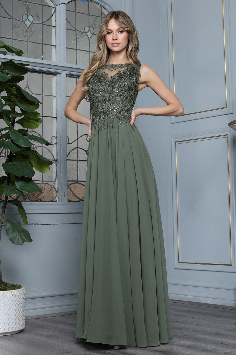 Formal Dresses Long A Line Beaded Evening Formal Dress Adora Design 3344 Dark Sage