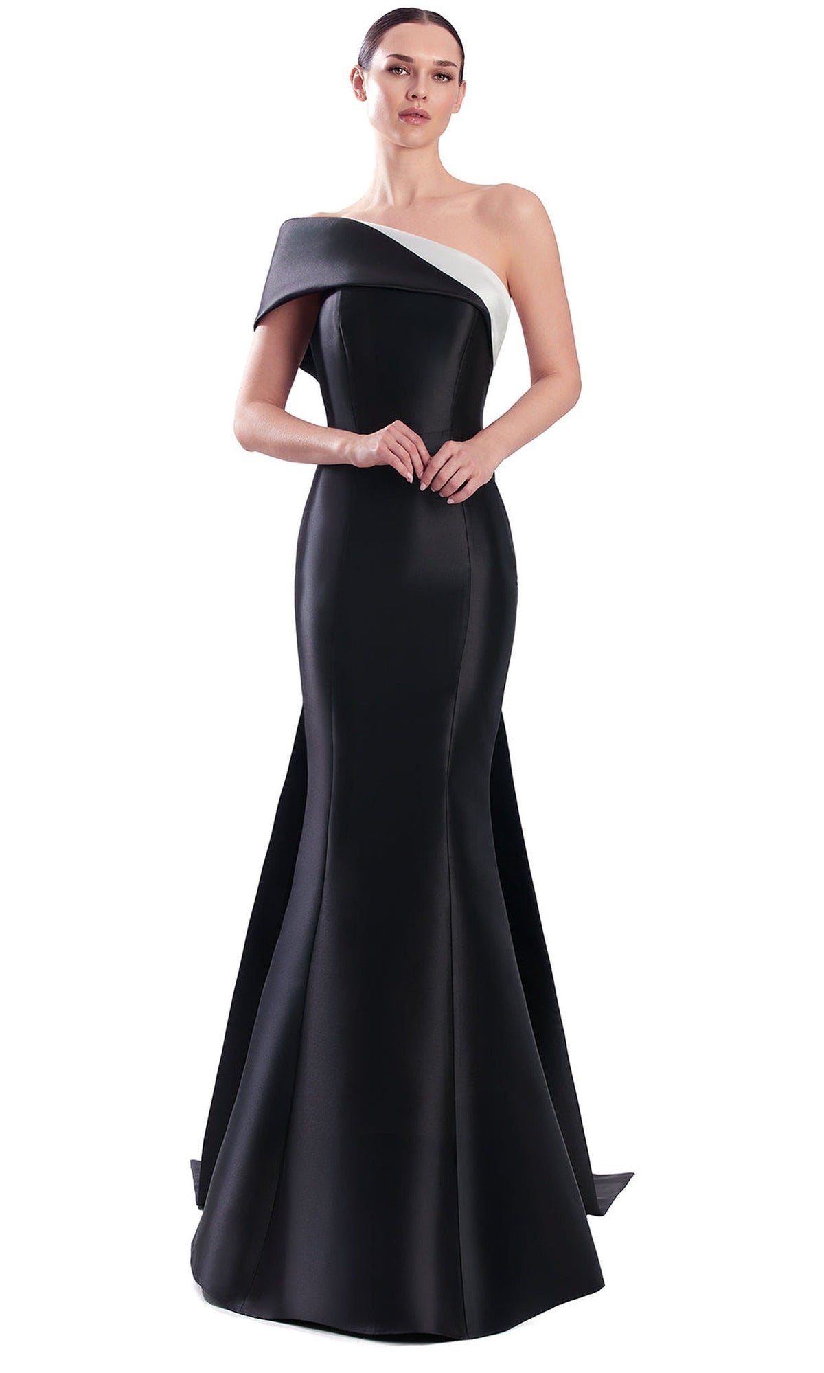 Alexander by Daymor Fold-Over Neckline Back Bow Mermaid Gown 3344F26