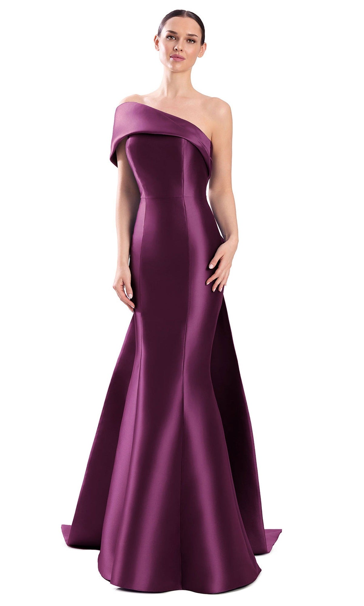 Alexander by Daymor Fold-Over Neckline Back Bow Mermaid Gown 3344F26