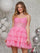 Cocktail Dresses Sequins Ruffle Skirt Short Dress Pink