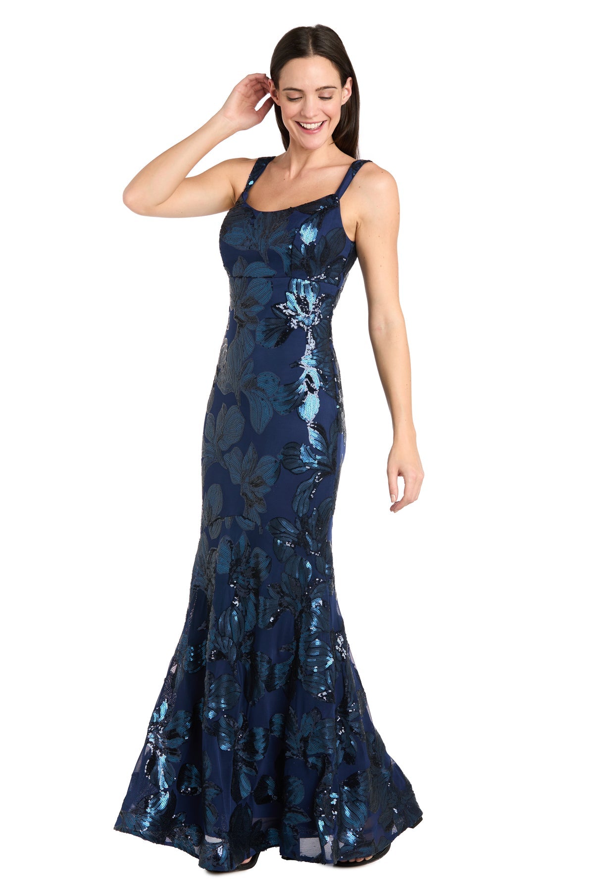 Prom Dresses Sequin Fitted Formal Long Prom Dress Navy