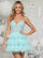 Cocktail Dresses Short Glitter Ruffle Skirt Dress Mint