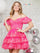Cocktail Dresses Ruffle Skirt Corset Bodice Short Dress Hot Pink