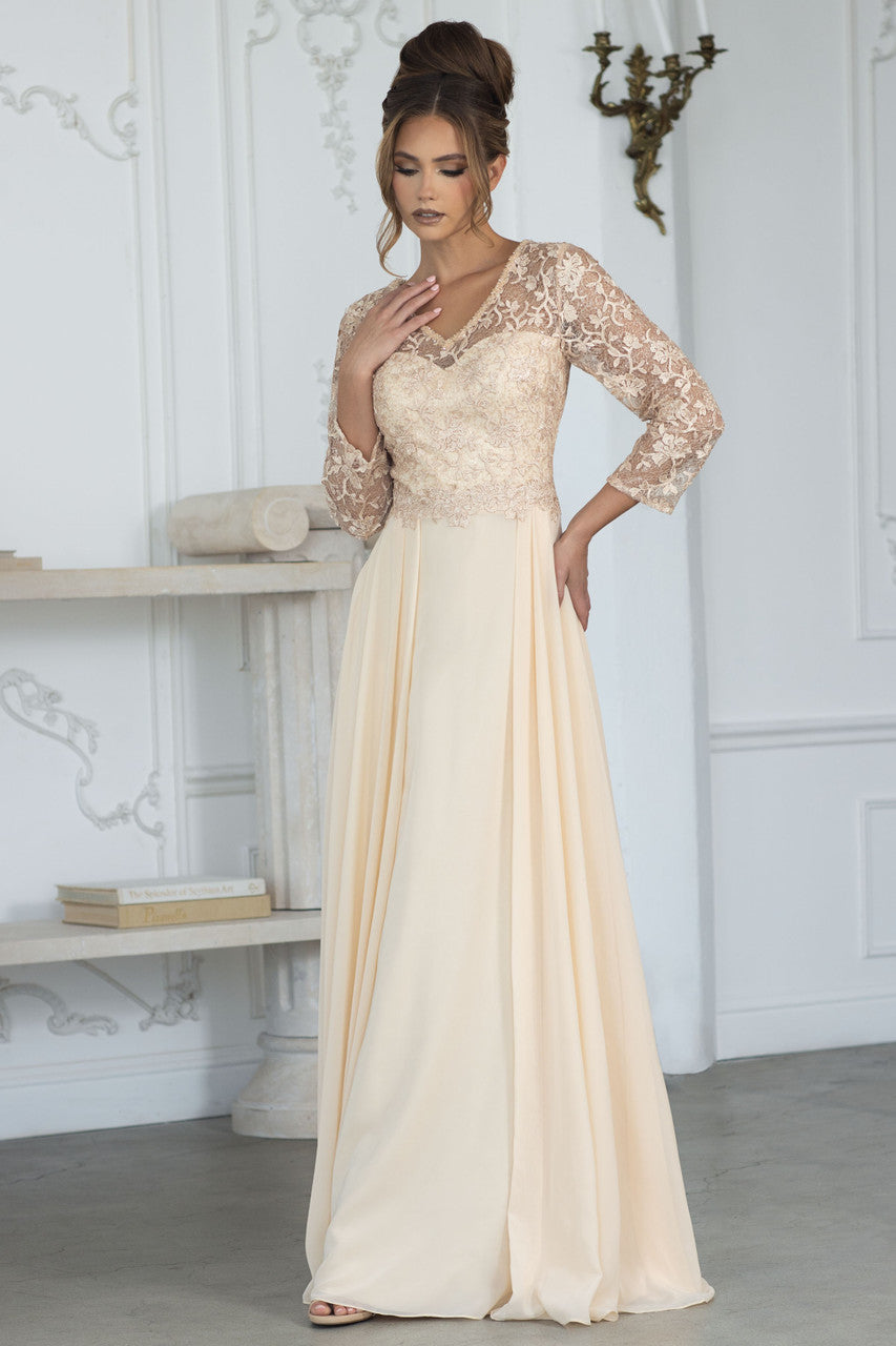 Mother of the Bride Dresses Lace Long Formal Mother of the Bride Dress Lenovia 8375 Champagne