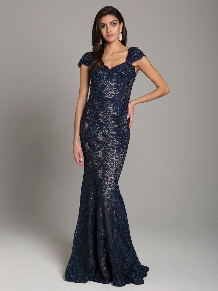 Lara Dresses 33491 Fitted Lace Long Formal Mermaid Evening Dress