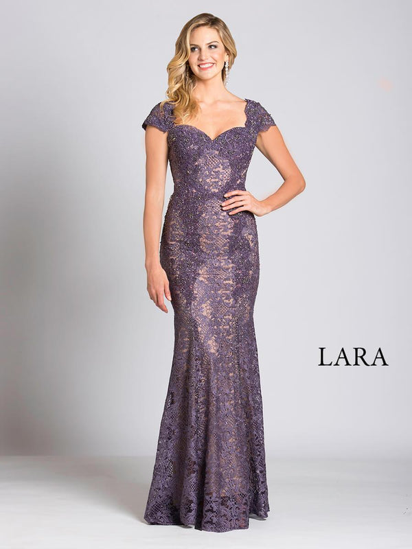 Lara Dresses 33491 Fitted Lace Long Formal Mermaid Evening Dress