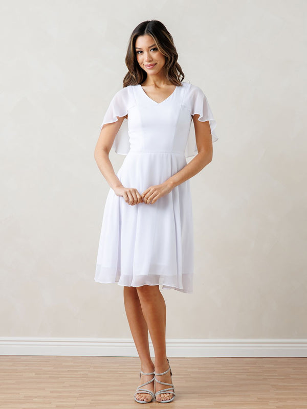 Eva Fashion 3350 Short Simple Cape Mini Wedding Dress