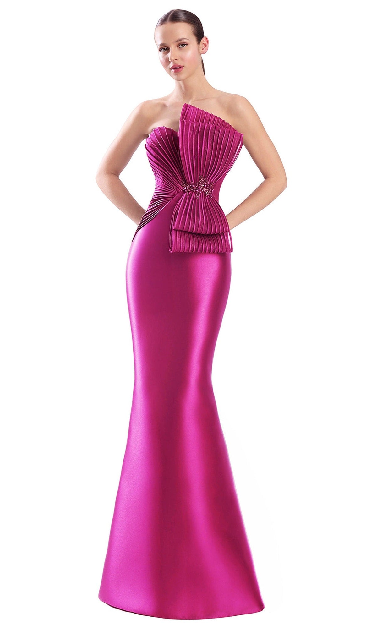 Alexander by Daymor Strapless Bow Pleated Mermaid Gown 3351F26