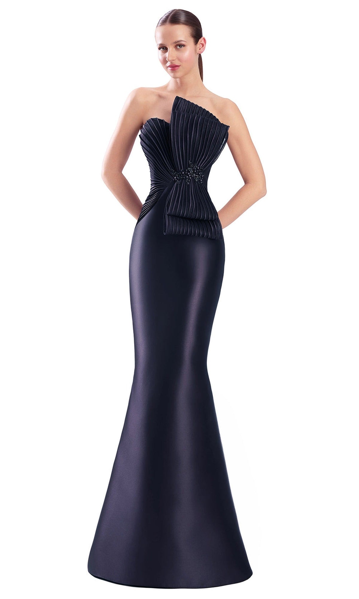 Alexander by Daymor Strapless Bow Pleated Mermaid Gown 3351F26