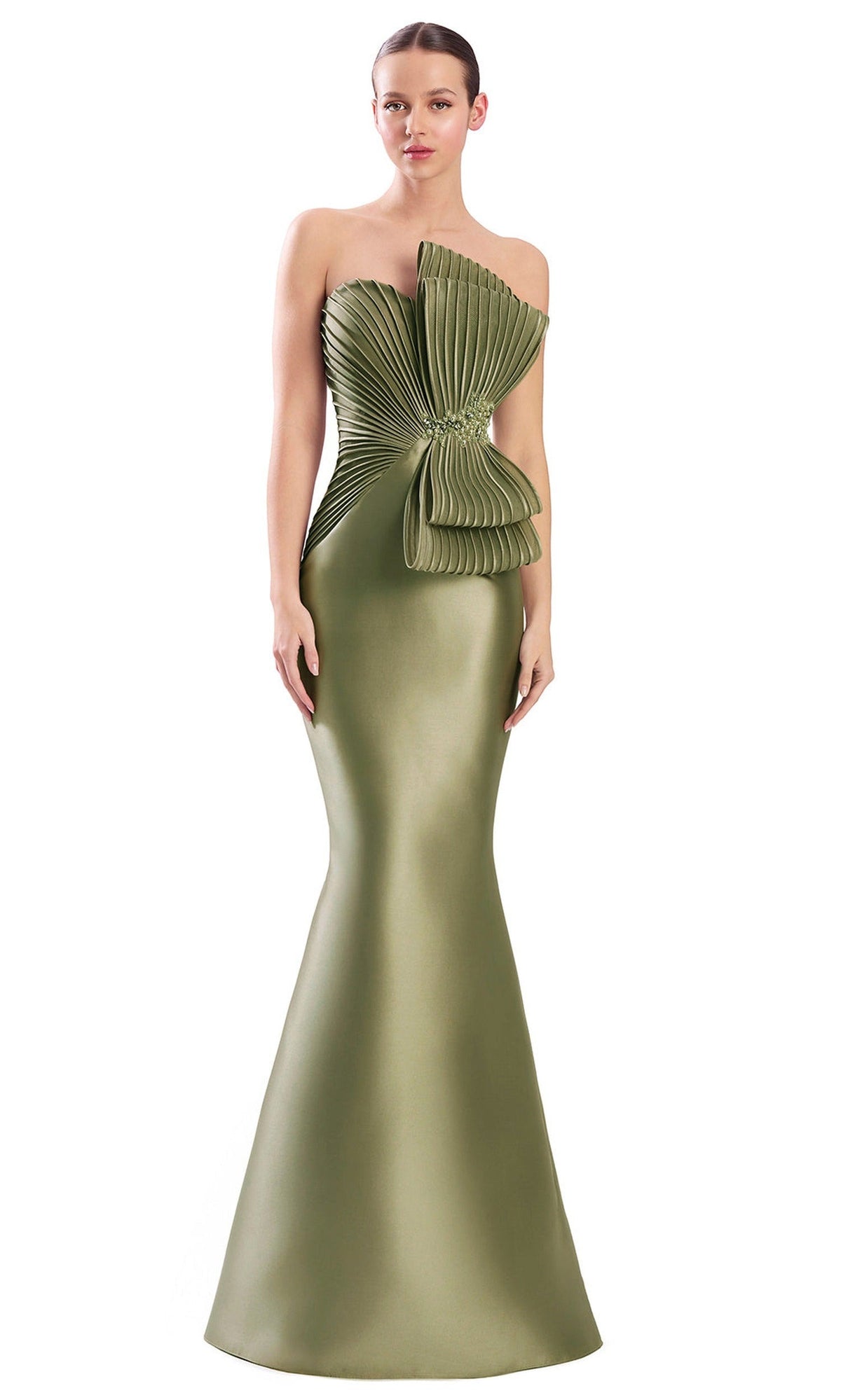 Alexander by Daymor Strapless Bow Pleated Mermaid Gown 3351F26