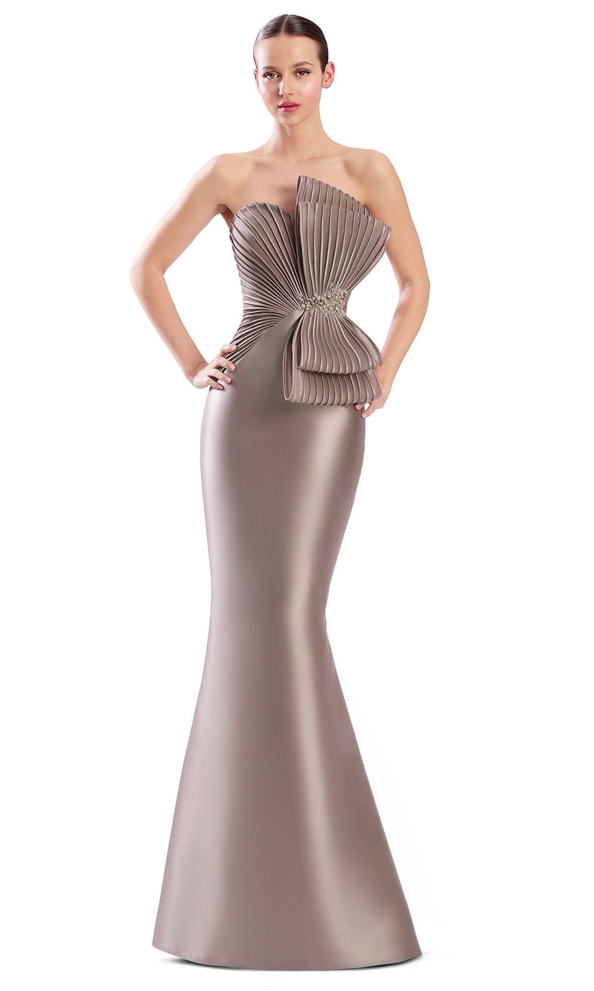 Alexander by Daymor Strapless Bow Pleated Mermaid Gown 3351F26
