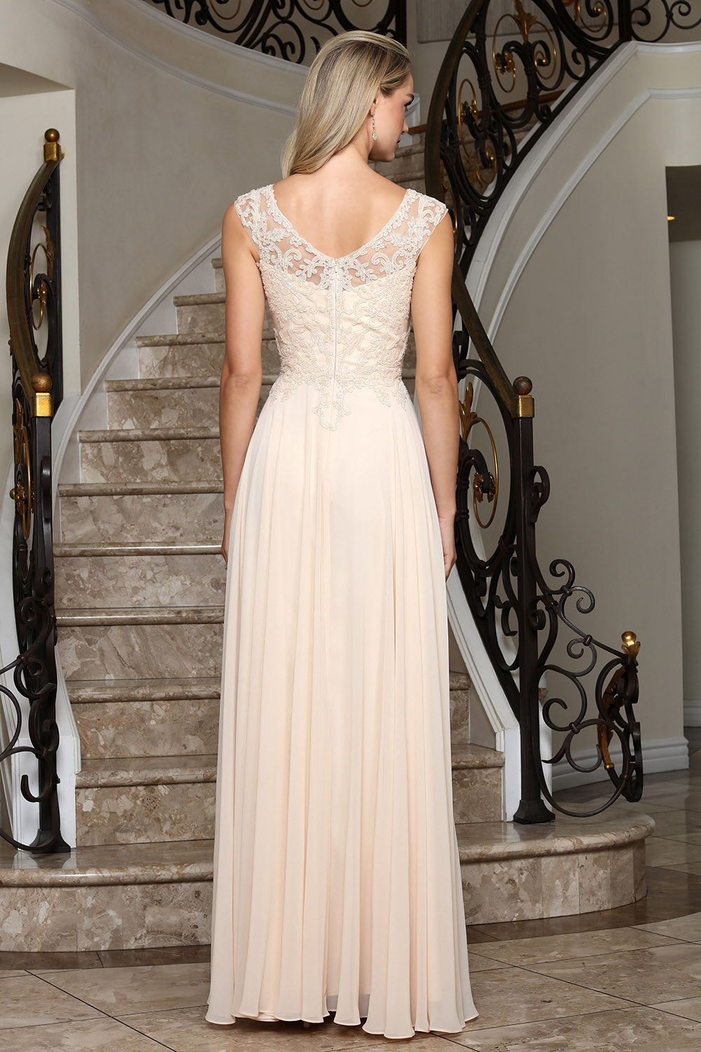 Prom Dresses Long Formal A Line Beaded Prom Dress Adora Design 3353 Champagne