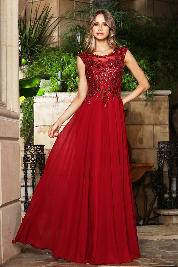Long Formal A Line Beaded Prom Dress Adora Design 3353
