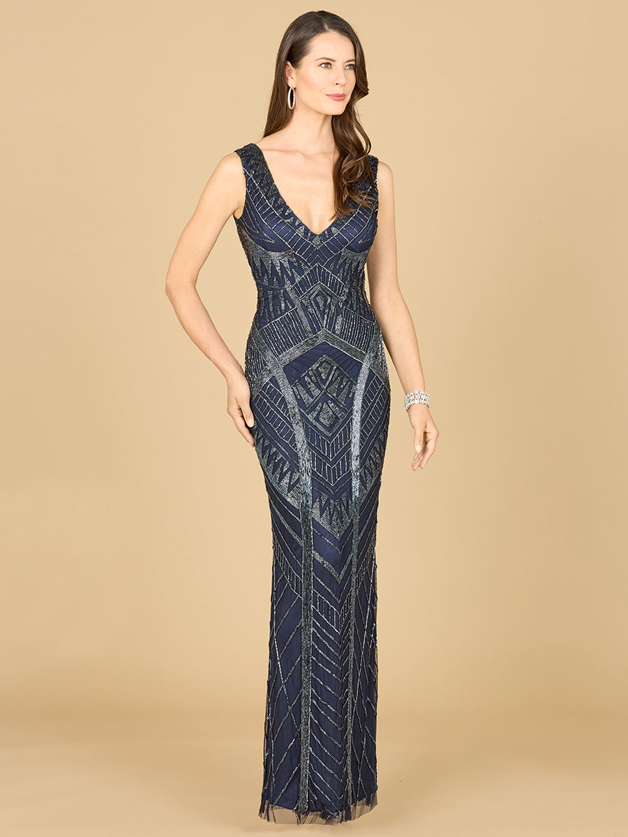 Lara Dresses 33552 Fitted Long Beaded Lace Evening Prom Dress